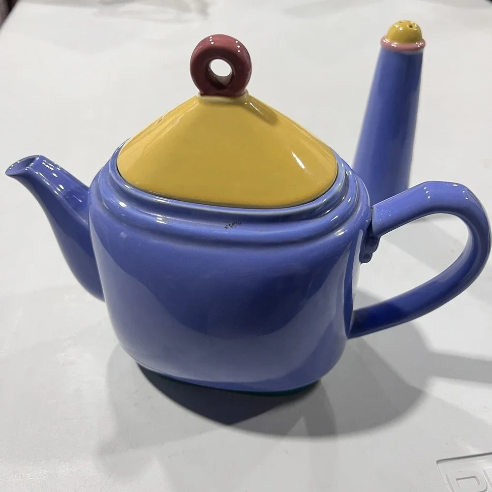 Lindt Stymeist Colorways Rectangular Teapot w Lid Vintage 1980s Color Block